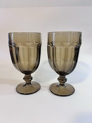 Libbey Gibralter Duratuff Brown Glasses / Goblets Tea Water USA Set of 2