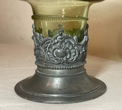 Large Friedr. Van Hauten Enameled hand blown glass pewter Drinking Vessel Roemer