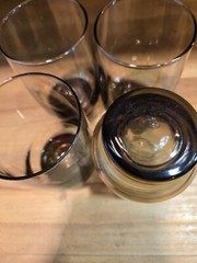 (6) Libbey 10 Ounces Glasses Tawny Smoke Brown Tumblers 1960s Mid Century 4.5″