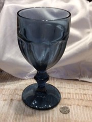 HTF Vintage Libbey Gibralter Smoke Blue Paneled Water Goblet