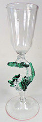 HAND BLOWN GLASS WINE GLASS with FISH FIGURAL STEM (MINT)