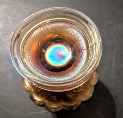 vintage imperial carnival punch bowl stand iridescent orange 5.5″