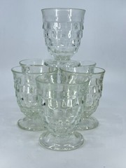 6 Vintage Whitehall by Colony Cubist Clear Footed Tumblers 1970s Drinking Glasse