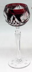 Czech Colored Crystal Wine Glass Hoch Cut to Clear.