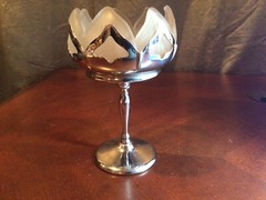 Farber Bros Frosted Glass Chrome Art Deco Lotus Compote Krome-Kraft NEW YORK
