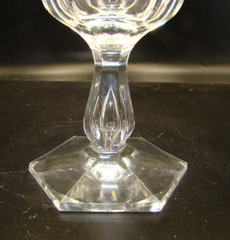 Vintage Cut Glass Panel Water Goblet w/Air Bubble Stem
