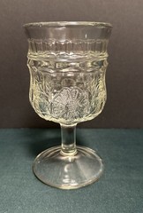 4 Sunflower Pattern 5 1/2” Wine Water Stemmed Glasses D.C. Jenkins Glass Co EAPG