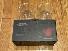 wine glasses set of 2 JoyJolt Cosmo Double Wall Stemless Wine Glasses New