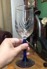 4 Lenox Crystal Cobalt Blue Stem Swag Drape Gold Rim Wine Glasses