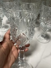 Vintage Libbey Hobstar Clear Glass Star Burst Wine/Water Goblets ~ Set of 10