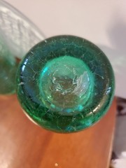 Pair of Blown green crackle glass tumblers, 6″ tall, very pretty 5C