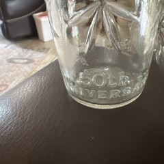2 Vintage Anchor Hocking Starburst Juice Clear Glass Jelly Jars Atomic Ball