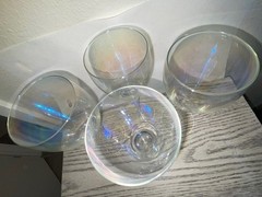 Vintage Bohemia Crystal Iridescent Wine Glasses Set 4 Crystalex BOC168 Luster