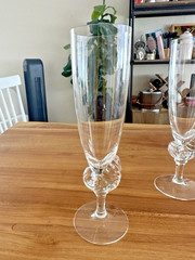 Pair of Vtg Dansk «Neptune» Crystal Champagne Flutes – Designed by Darryle Hinz