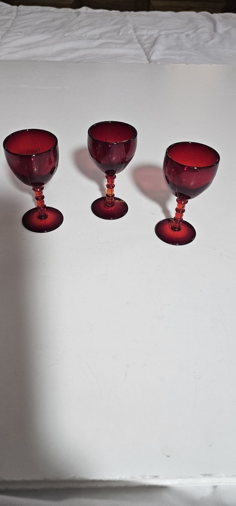 Vintage Decorative Red Glasses Approximately 3 Inches In Height