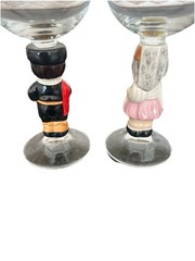 Vtg Goebel Hummel Figurine Stem Wine Glasses Set 2 Bavarian Boy Girl Germany 6”