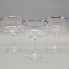 Set Of 3 Lenox Desire Platinum Rim Crystal Champagne Sherbet Glasses 5” Tall