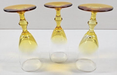 (3) Libbey Forever Amber Whiskey Sour Glasses Set Clear Yellow Stemware MCM Lot
