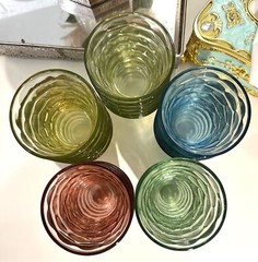 Glass Cup Set 5 Color Gift Box Assorted Tumblers Daily use Water Juice Soda Tea
