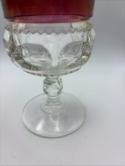 Kings Crown Set 2 Tiffin Ruby Red Flash Thumbprint Goblets 5.75”Tall 3” Round