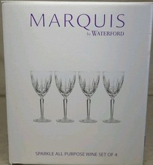 NIB Marquis by Waterford SPARKLE Set #4 Oversize All Purpose Goblet Wine Glasses