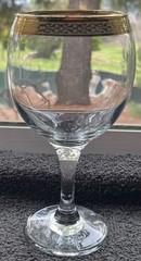 Vintage Crystal Gold Rim Pasabahce Circle Classique Wine Water Goblet Glasses(3)