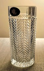 Ralph Lauren Herringbone Crystal 6 1/4 In. Highball Glass, 3 Vert. Cuts, New