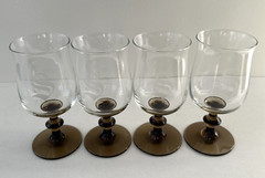 Set of 7 vintage Libbey Premier Tulip Smokey Quartz Glass Goblets 6-1/2″H 12 oz
