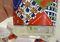Groovy 60’s Vintage Cera Patchwork Tumblers Multicolor Geometric 10 oz Glasses