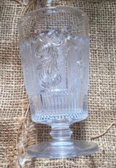 4 Vintage Westmoreland Princess Feather Clear 4.75″ 6oz Footed Tumbler Glasses