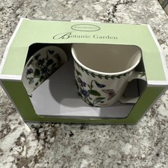 Portmeirion Botanic Garden Poppy Mug Coaster Set 12oz Floral Butterfly Gift New