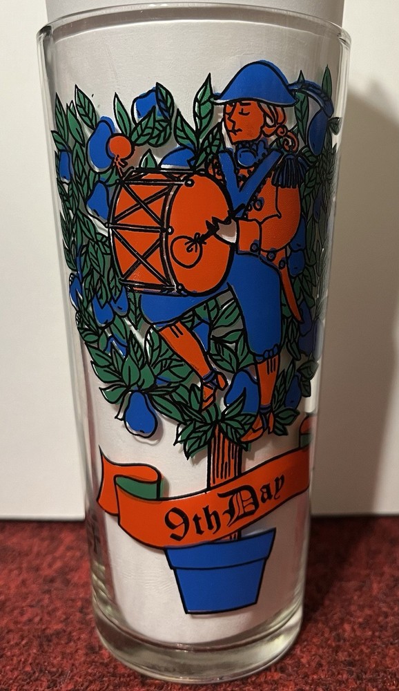 12oz Clear Glass Tumbler «9th Day» Nine Drummers Drumming – 12 Days Christmas