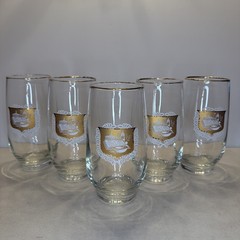 (5) Vintage Libbey Apothecary Pharmacy Rx Gold Trim Drinking Glasses Tumblers
