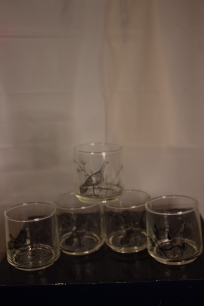 Federal Glass Wildlife Tumblers Set of 5 | Turkey, Quail, Duck | 6–7 oz
