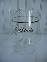 VTG Mid Century Cocktail Cocktails Bar Ware Clear Silver Mixer Glass 6 1/2″
