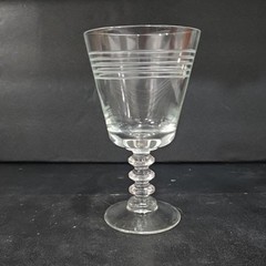 Etched Stripe Cocktail Goblet, Vintage Clear Pressed Stemware, Stacked Ball Stem