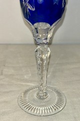 2 Vintage Nachtmann Bamberg Blue Cut to Clear Champagne Flutes Heavy 9”