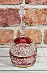 Antique VTG Etched Cordial Wine Glass/Bell Baseless with glass base 5.25”