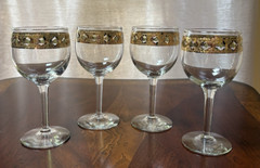 Vintage MCM Barware Culver Valencia 22K Gold Band 5.75 in Wine Glass Set of 4
