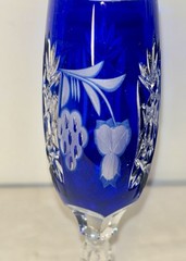 2 Vintage Nachtmann Bamberg Blue Cut to Clear Champagne Flutes Heavy 9”