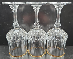 3 Cristal D’Arques Longchamp Gold Water Goblets Set Vintage Crystal Home Bar Lot