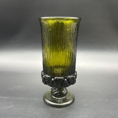Vtg Tumbler Drinking Iced Tea Glass Goblet Fostoria Sorrento Green 70s Brutalist