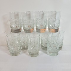 VTG Libbey Kent Cut Criss Cross 4” Clear Glass 5 Oz Flat Tumbler Juice Beverage