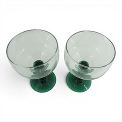Unmarked Cactus Stem Margarita Glasses Set Of 2 Green Clear Barware Decor