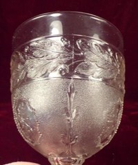Goblet Oak Leaf Band with Medallion EAPG Flint Clear Glass 1870s Antique #63