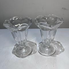 Set Of 2 Libbey Ice Cream Parlor Style Thick Clear Flared Ice Cream Sundae Cups