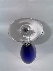3 Morgantown #7643 GOLFBALL Parfait Glasses in RITZ BLUE (COBALT)