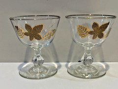 Pair of Vintage Libbey Gold Leaf / Gold Trim Champagne/Sherbet Glasses. MCM