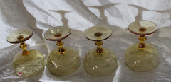 Vintage set of 4 amber likely Italian Art Glass hand blown 1960s-1970s