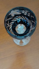 Dark Amethyst Cut To Clear Crystal Wine Hock Goblet 7.5